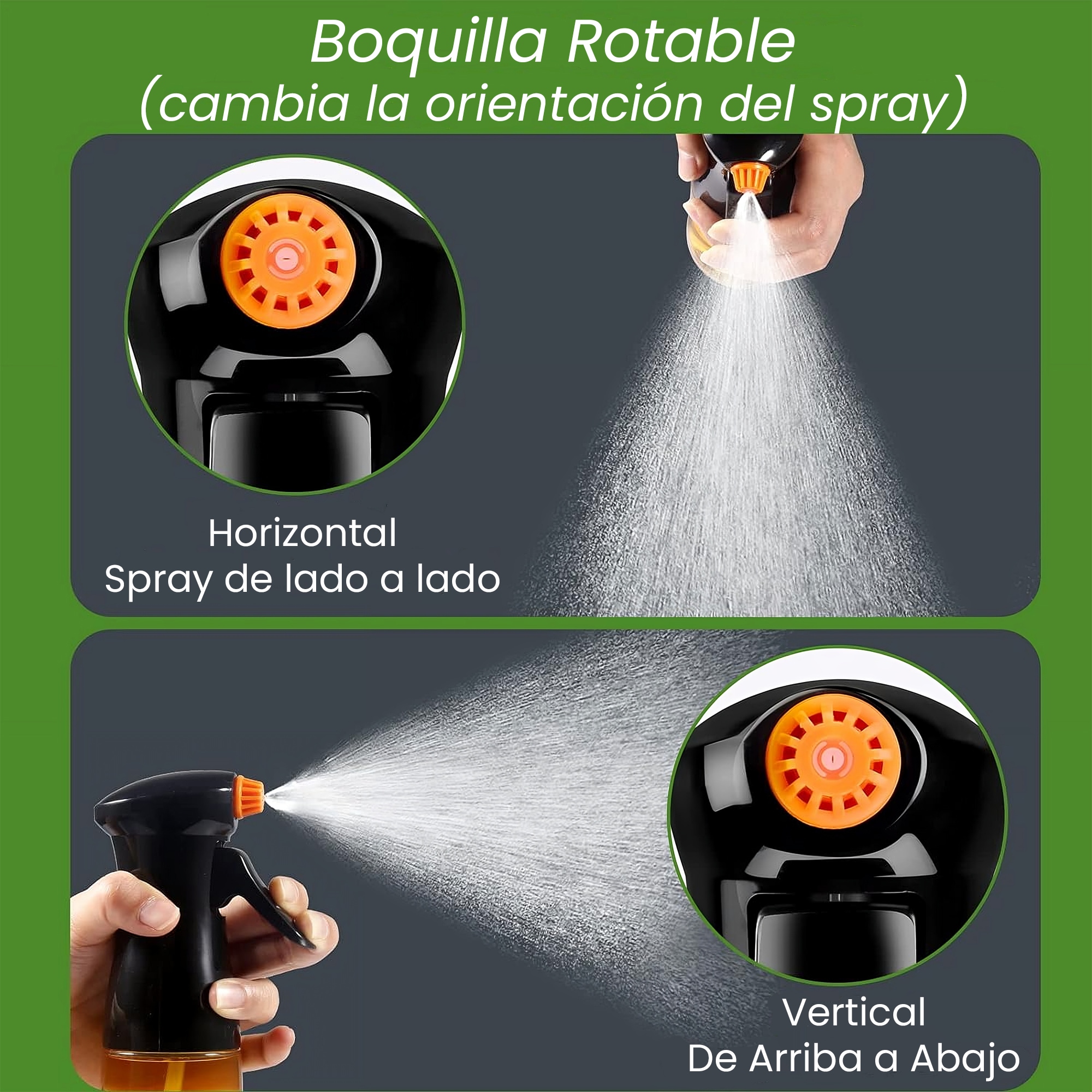 Dispensador Aceite Spray de Vidrio Hiperware de 200ml con Brocha Color Negro