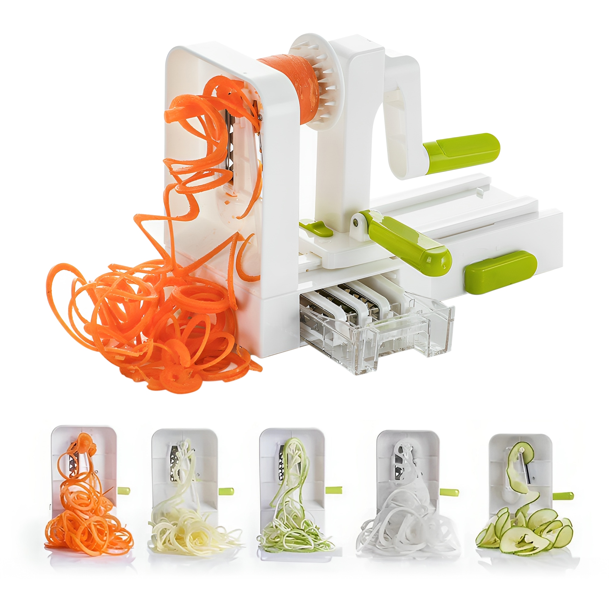 Rallador de Verduras Spiralizer Plegable Hiperware 5 Cortes en Espiral Color Blanco