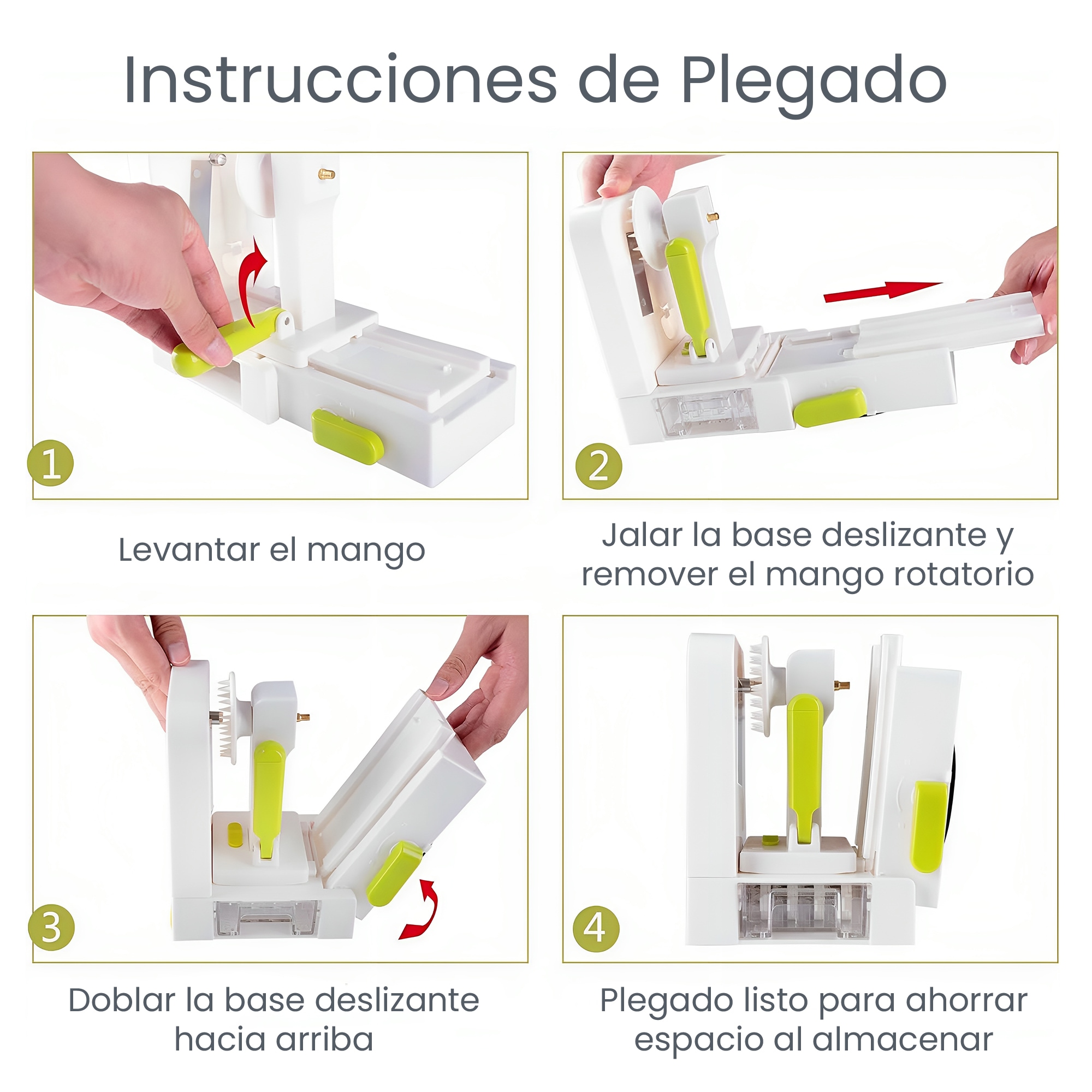 Rallador de Verduras Spiralizer Plegable Hiperware 5 Cortes en Espiral Color Blanco