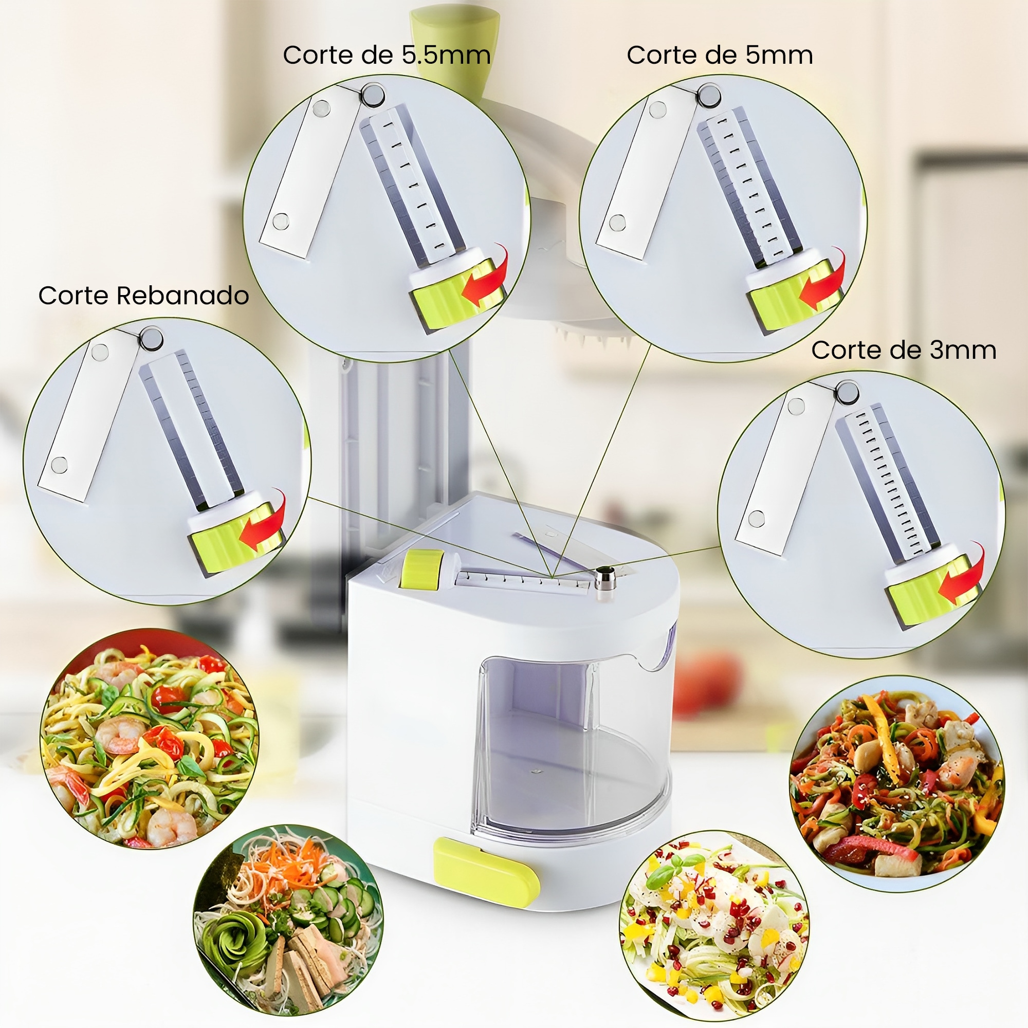 Rallador de Verduras Spiralizer Vertical Hiperware 4 Cortes en Espiral Color Blanco
