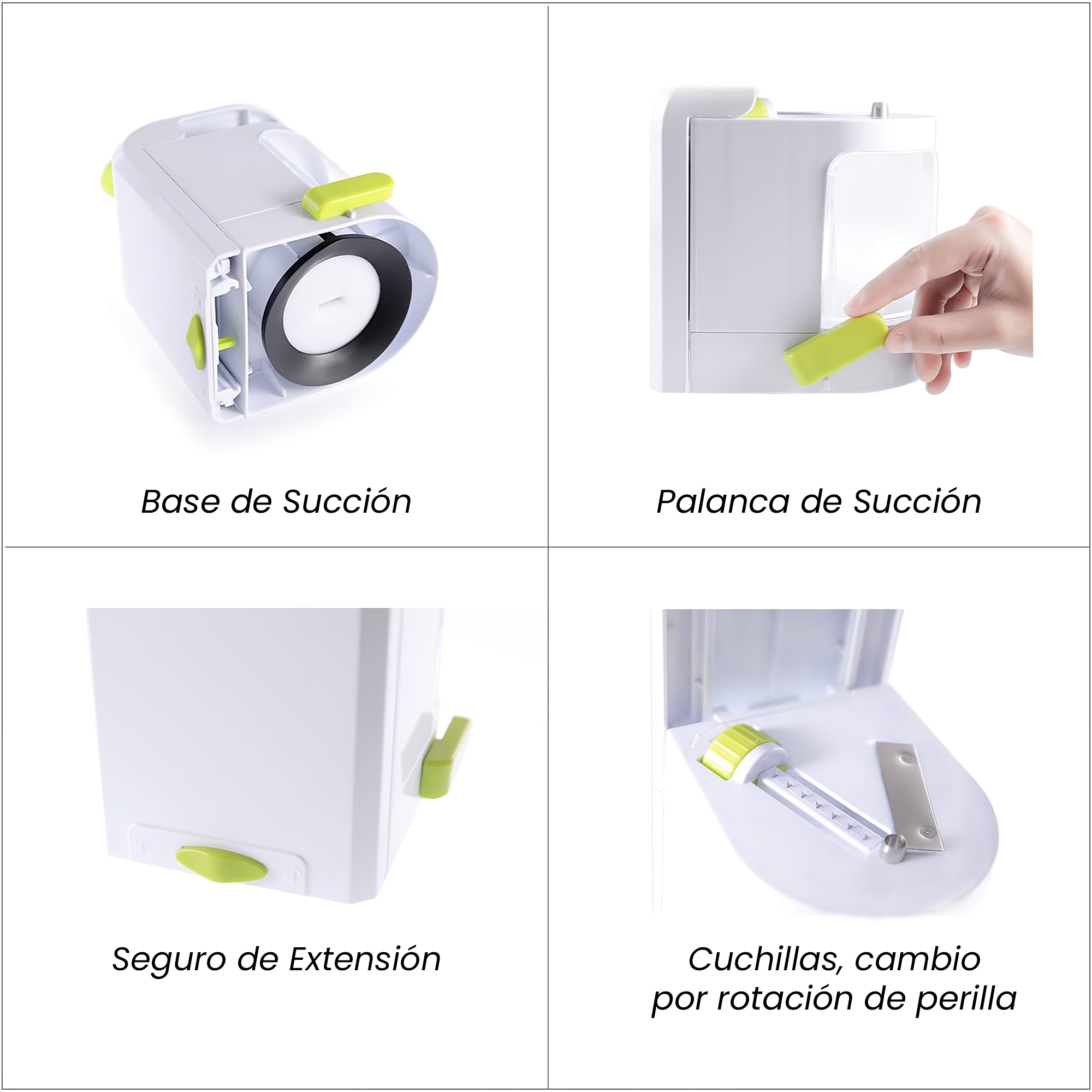 Rallador de Verduras Spiralizer Vertical Hiperware 4 Cortes en Espiral Color Blanco