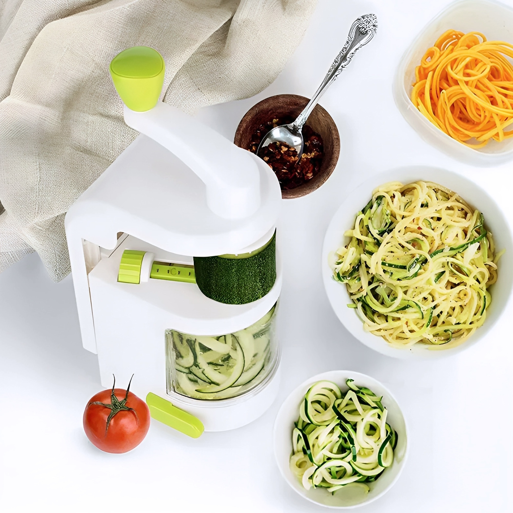 Rallador de Verduras Spiralizer Vertical Hiperware 4 Cortes en Espiral Color Blanco