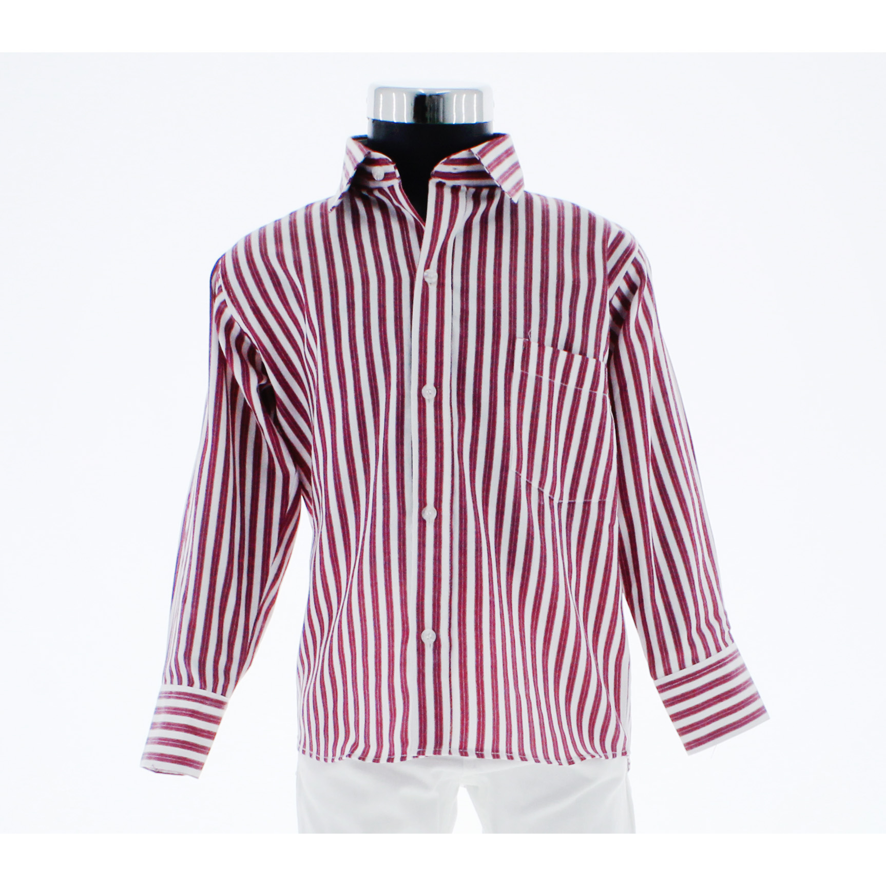 Camisa De Vestir Niño Color Blanco Rayado Rojo 3656 2 A 18 Años