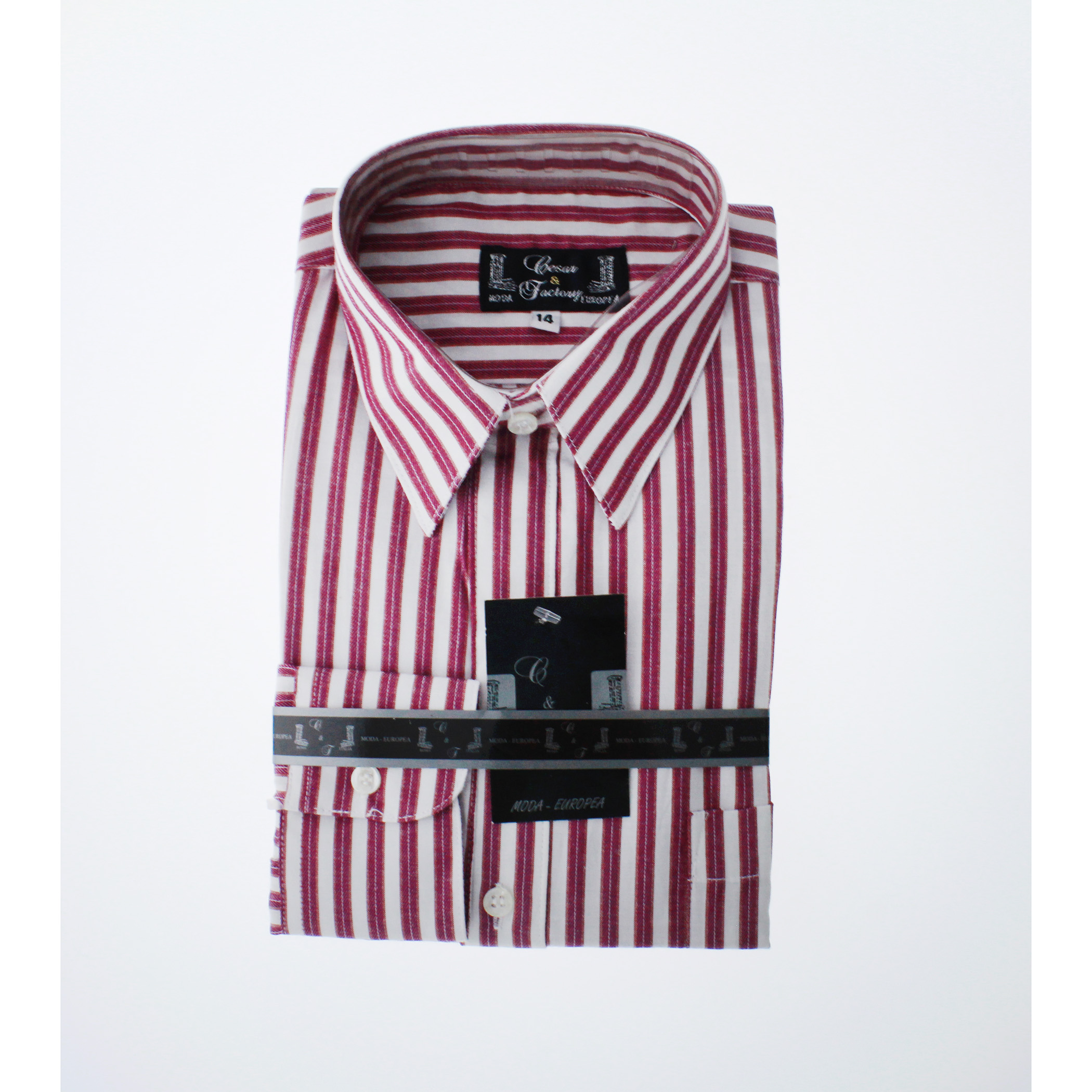 Camisa De Vestir Niño Color Blanco Rayado Rojo 3656 2 A 18 Años