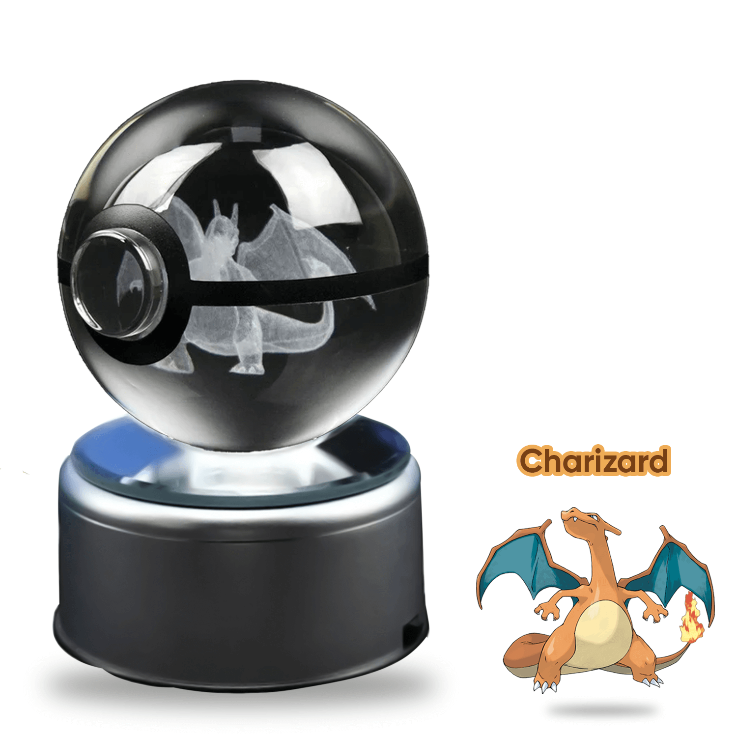 Pokebola De Cristal 3d Pokemon Cristal Varios Modelos Luz.