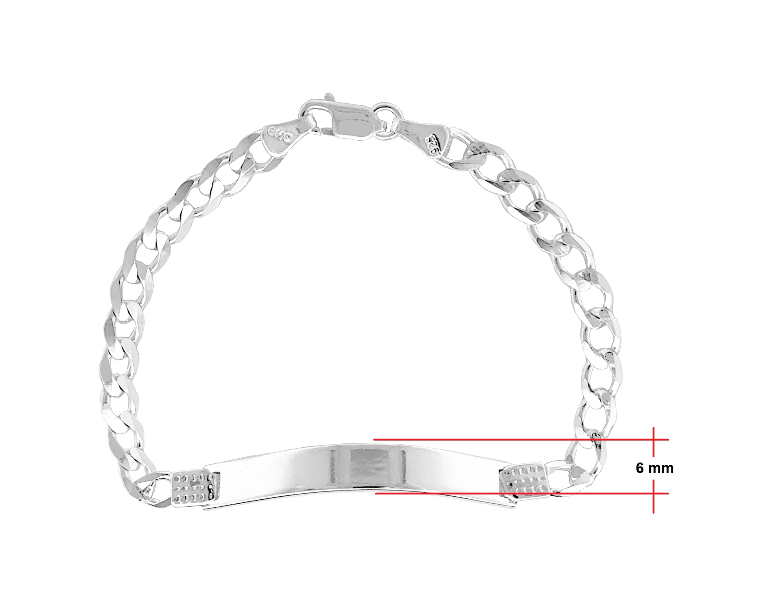 Pulsera/Esclava Plata 925 Horoz Placa Barbada 18cm SP560.