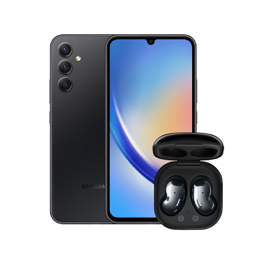 Samsung A34 6/128GB (5G) Gris+ Audífonos Samsung Galaxy Buds Live R180