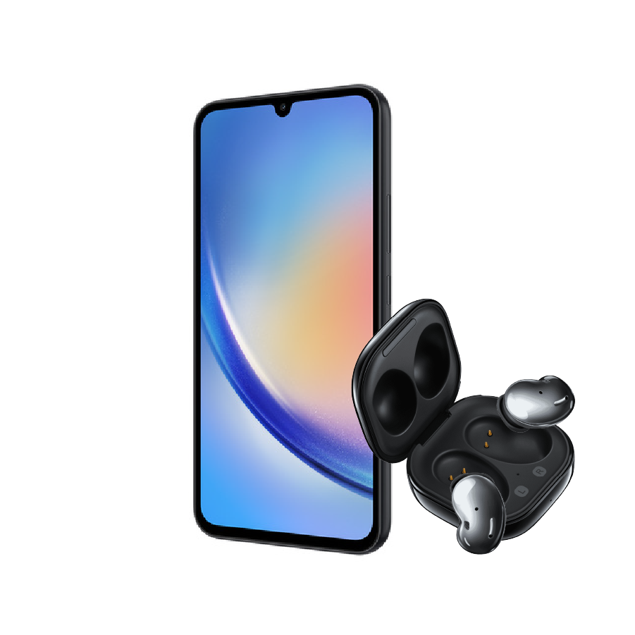 Samsung A34 6/128GB (5G) Gris+ Audífonos Samsung Galaxy Buds Live R180