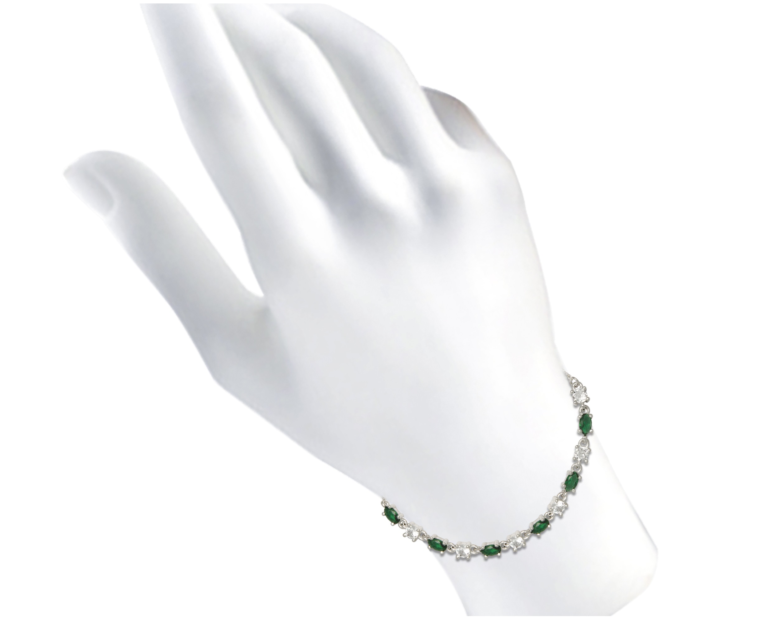 Pulsera Plata 925 Horoz Piedras verdes 18cm SP610.