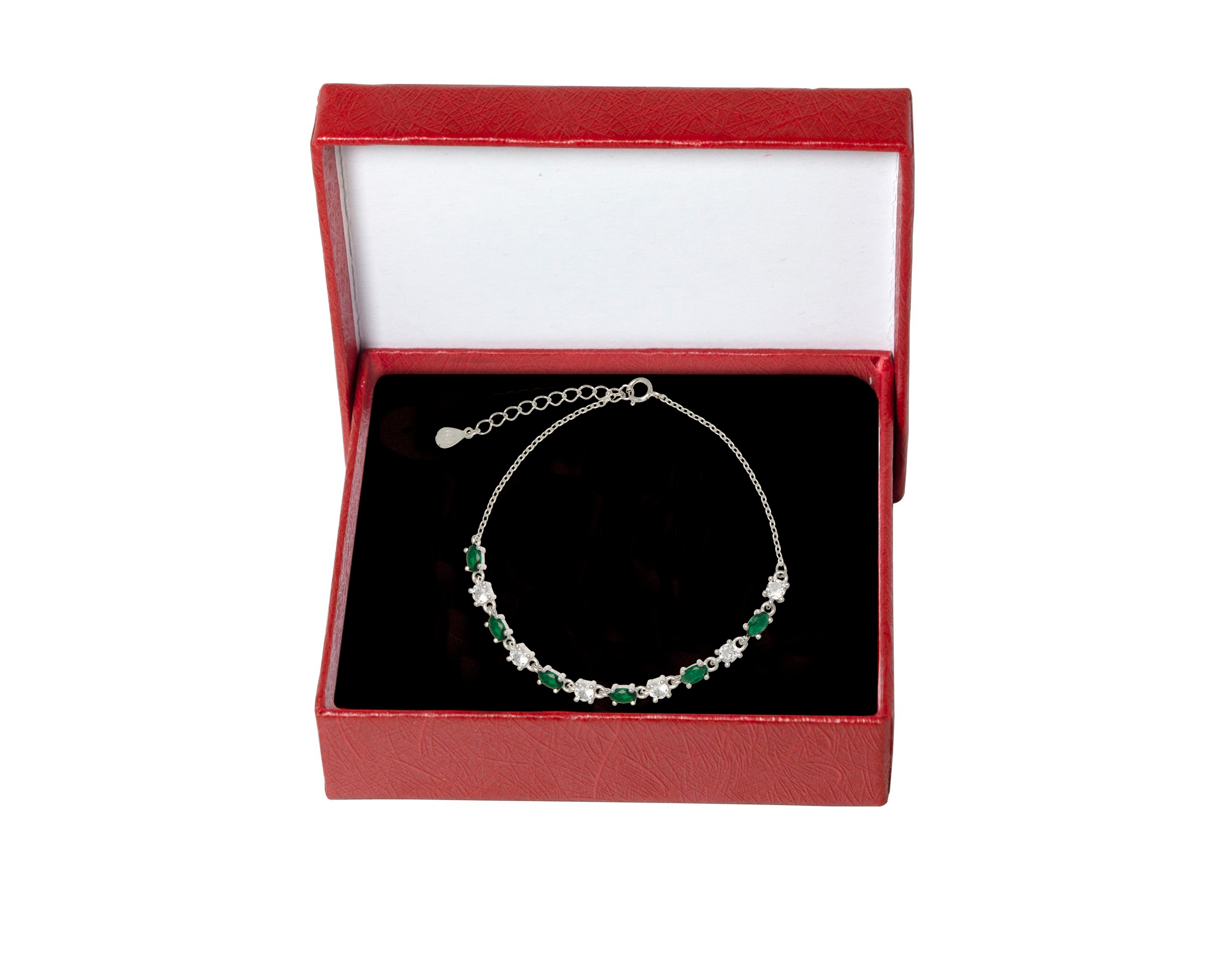 Pulsera Plata 925 Horoz Piedras verdes 18cm SP610.