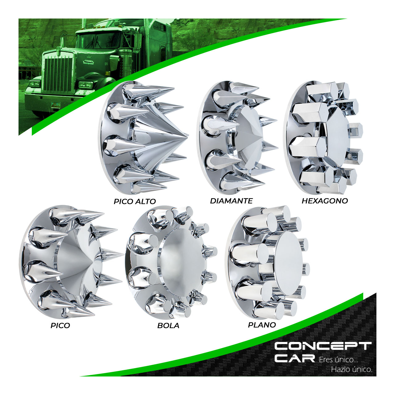 Bombin Cromado Tapa Masa Con Capuchones Unemon Delantero