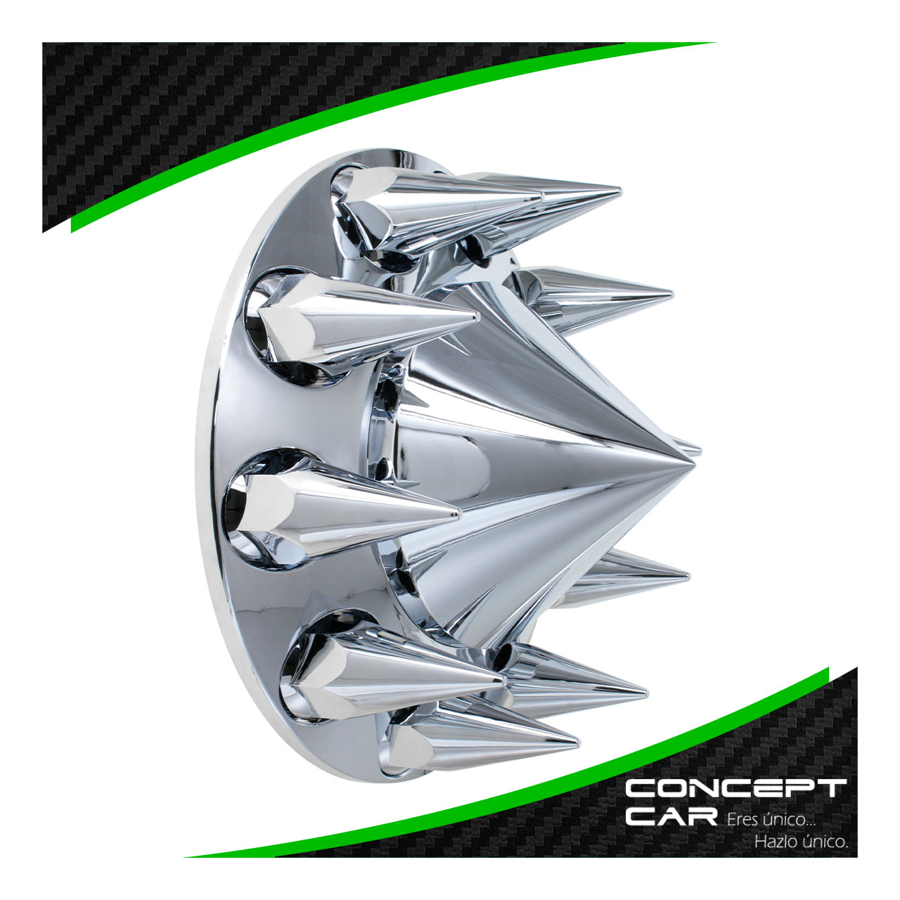 Bombin Cromado Tapa Masa Con Capuchones Unemon Delantero