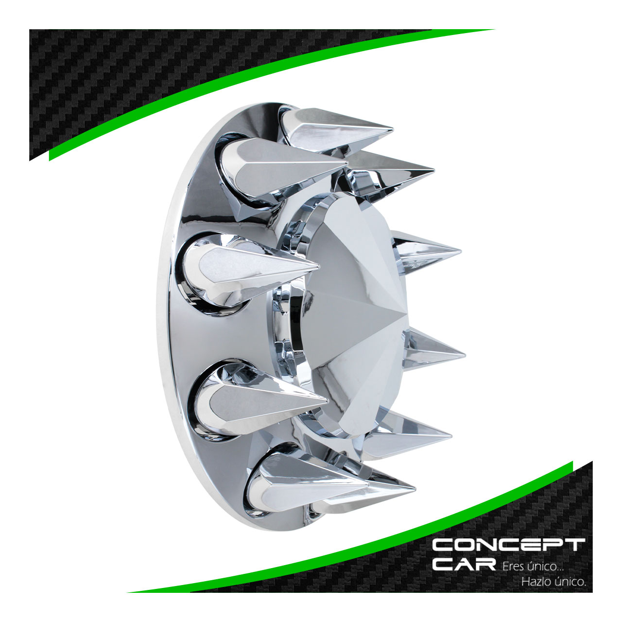 Bombin Cromado Tapa Masa Con Capuchones Unemon Delantero