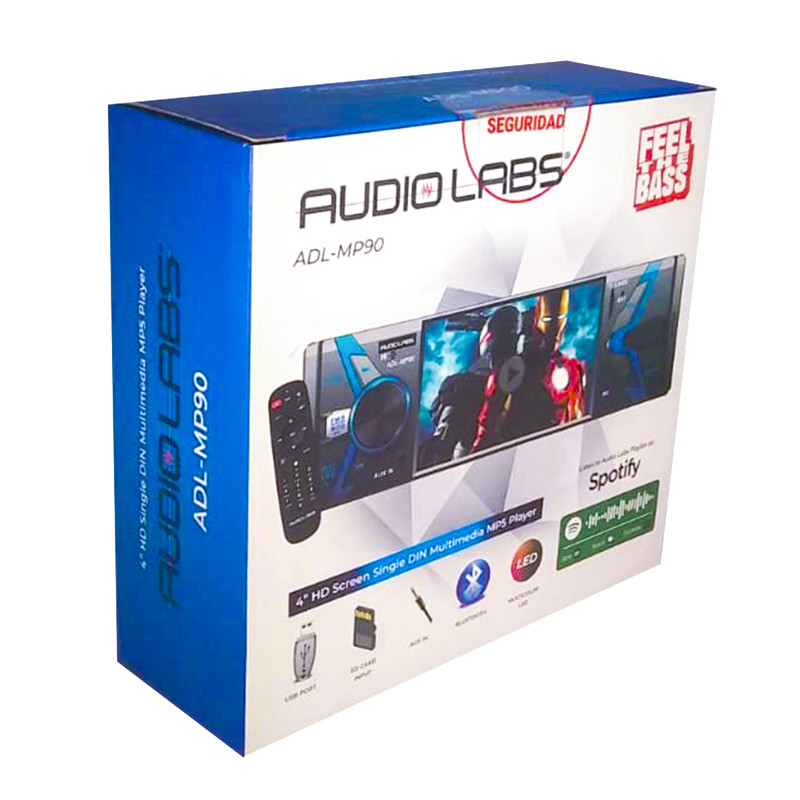 Autoestéreo Pantalla 1 DIN Audio Labs ADL-MP90 De 4 Pulg BT USB Con Control Y Cámara De Reversa.