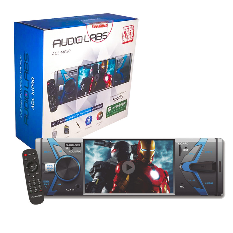 Autoestéreo Pantalla 1 DIN Audio Labs ADL-MP90 De 4 Pulg BT USB Con Control Y Cámara De Reversa.