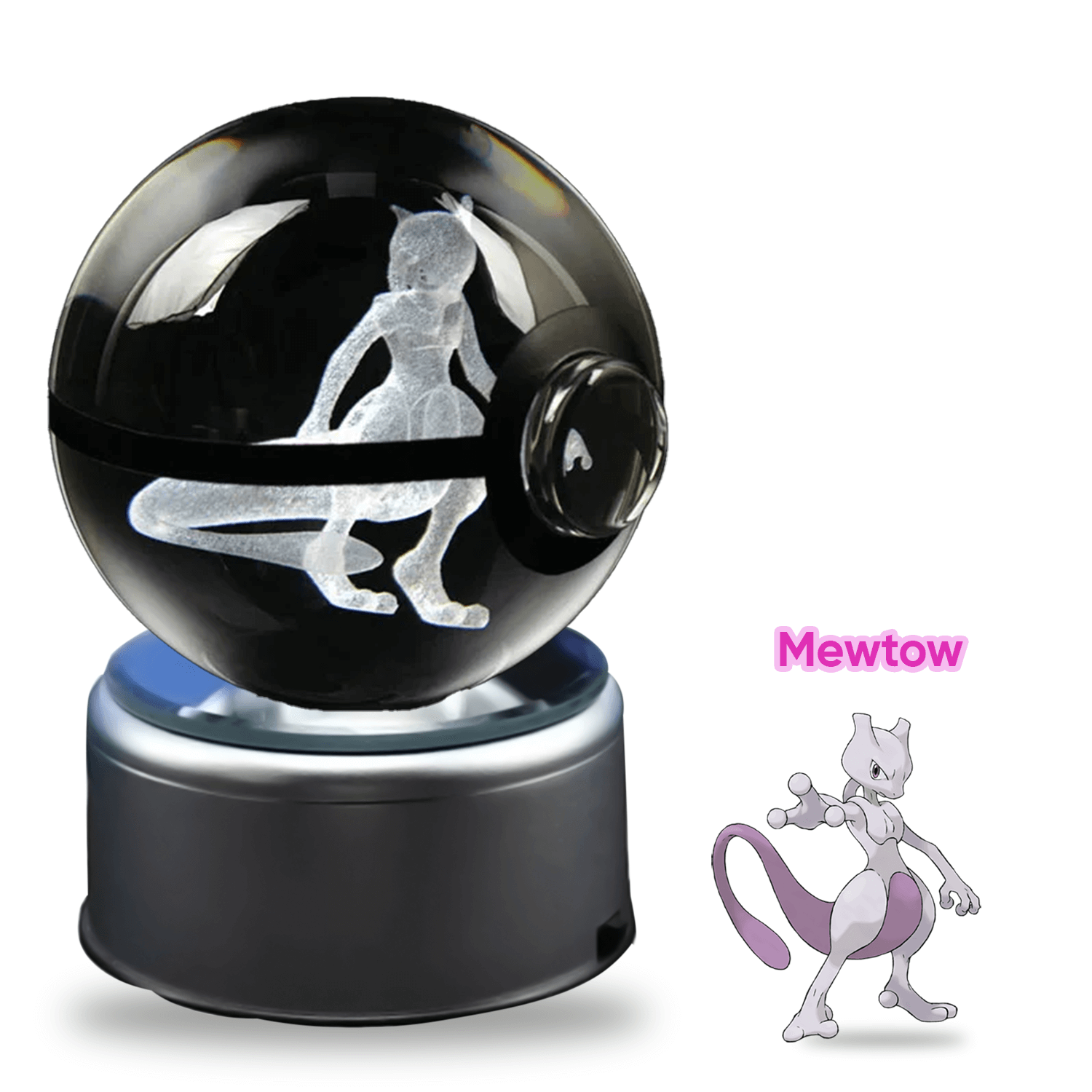 Pokebola De Cristal 3d Pokemon Cristal Varios Modelos Luz.