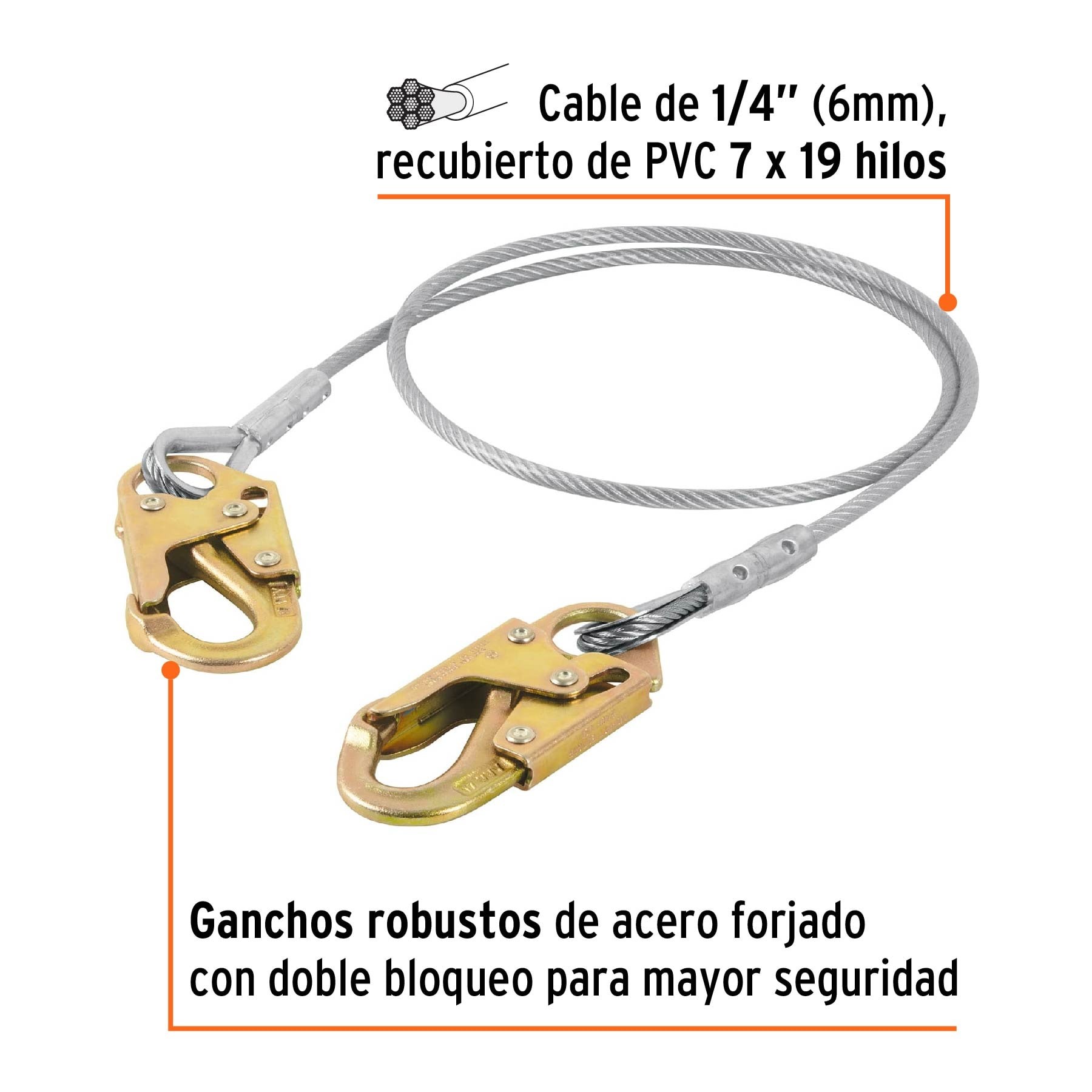 CABLE DE POSICIONAMIENTO DE ACERO 1.8 M, ANSI, TRUPER 17047