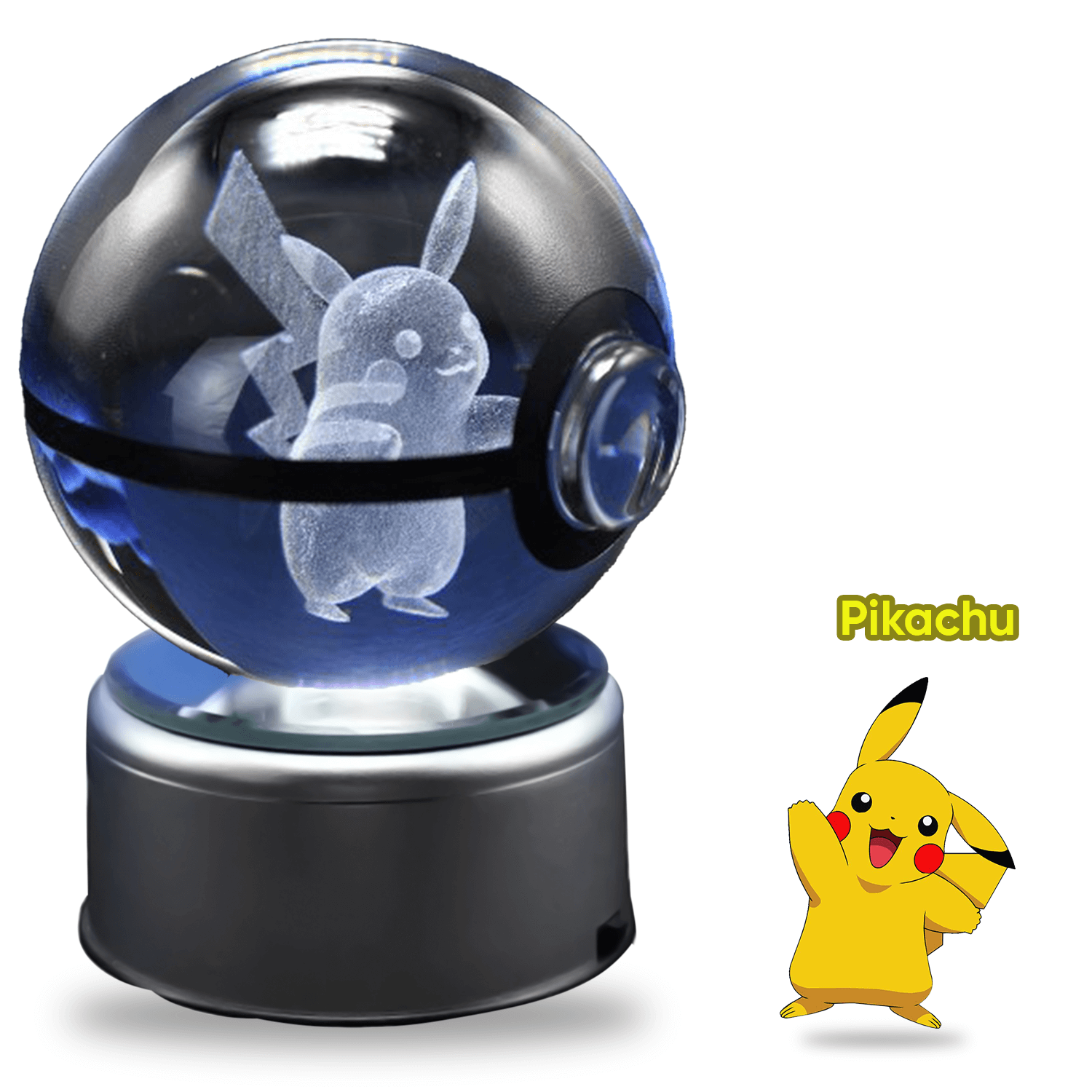 Pokebola De Cristal 3d Pokemon Cristal Varios Modelos Luz.