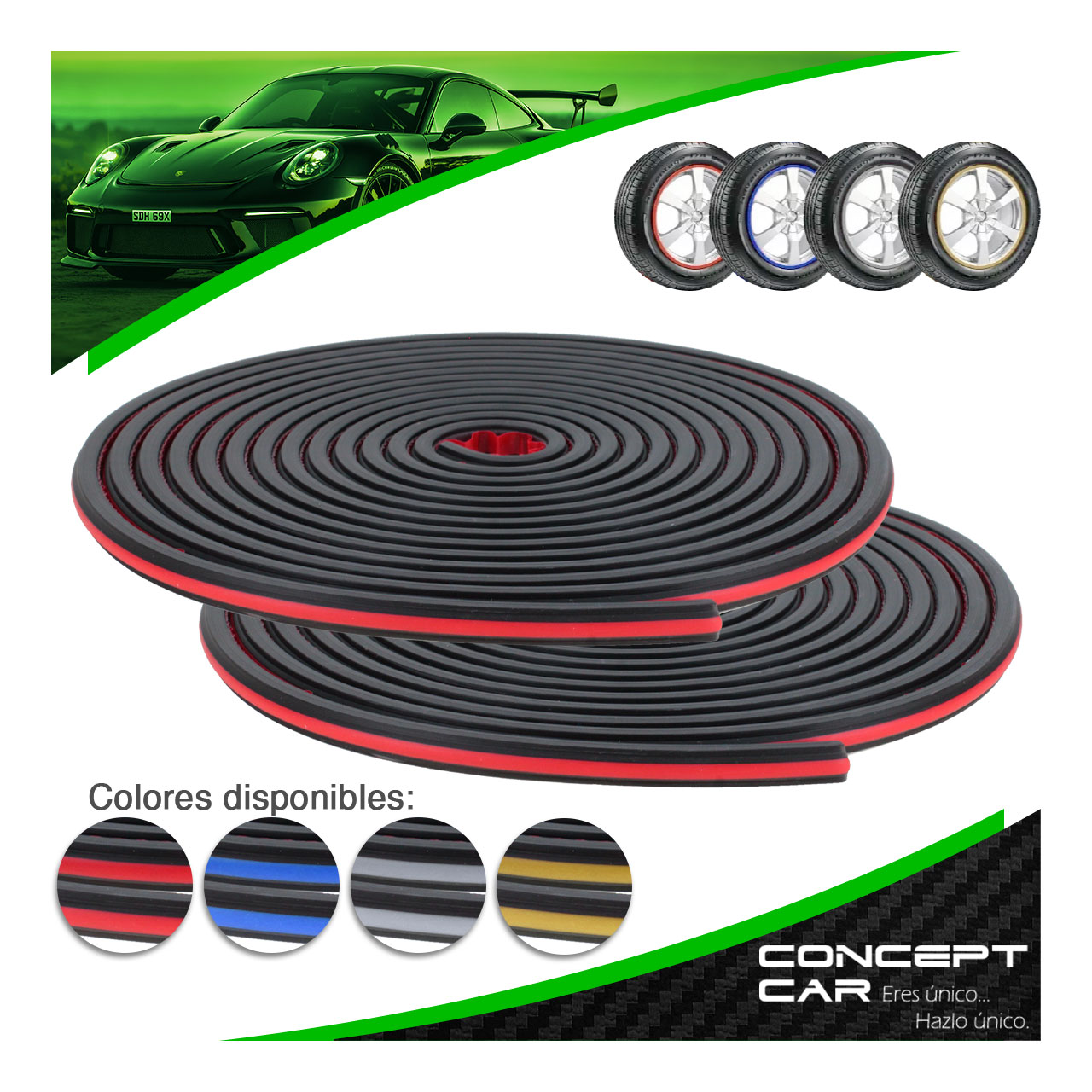 Rollo Protector De Rin Auto Camioneta Goma Adhesivo 8 Metros