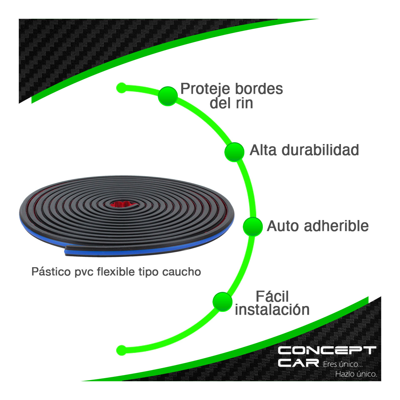 Rollo Protector De Rin Auto Camioneta Goma Adhesivo 8 Metros