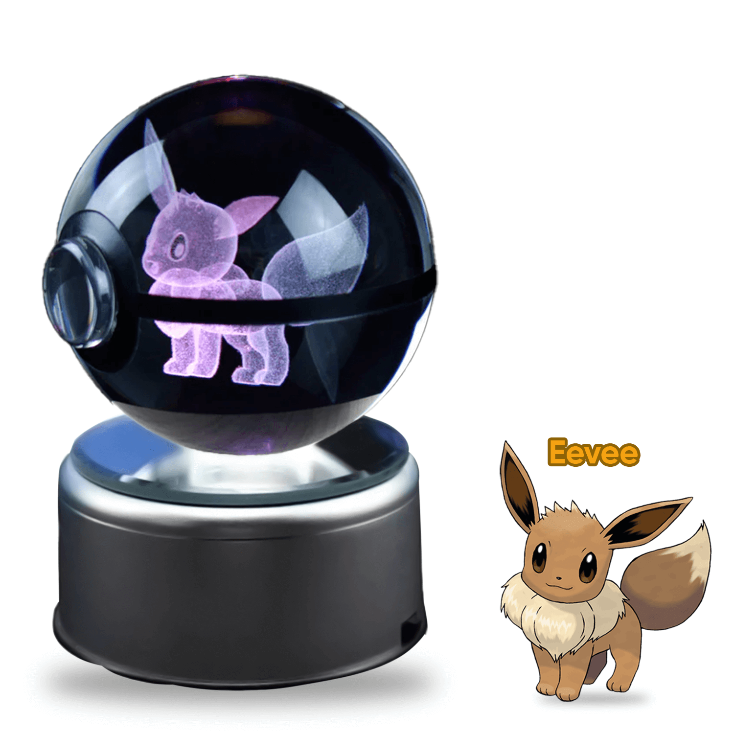 Pokebola De Cristal 3d Pokemon Cristal Varios Modelos Luz.