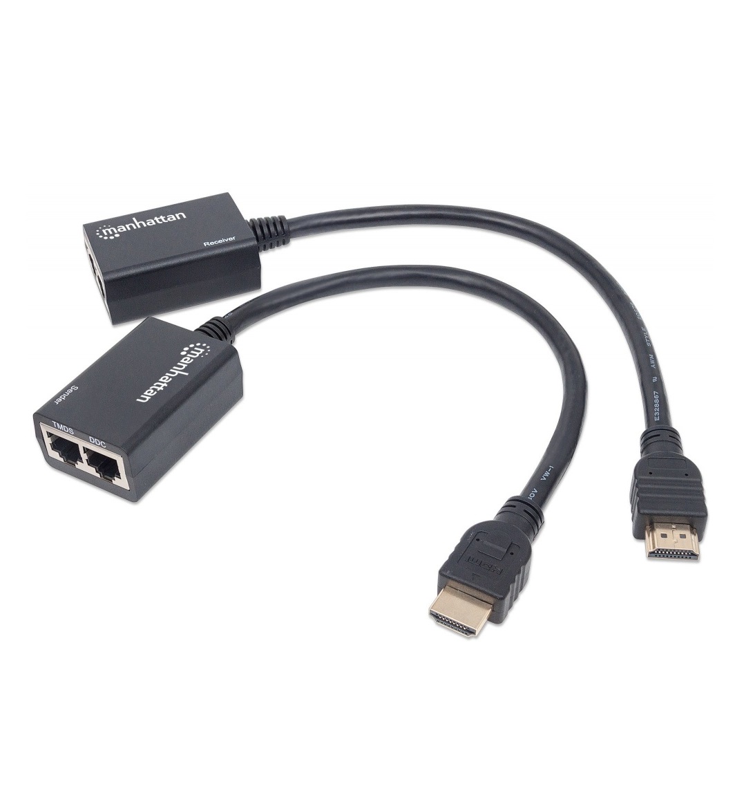Extensor HDMI por Cat5e/Cat6, Distancia Máxima 30 Metros Manhattan Cables HDMI Integrados