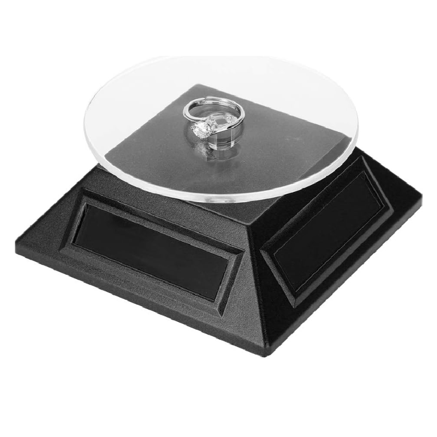 Base Plataforma Giratoria Negra Solar Exhibidor Joyeria Relojes Electronicos Profesional