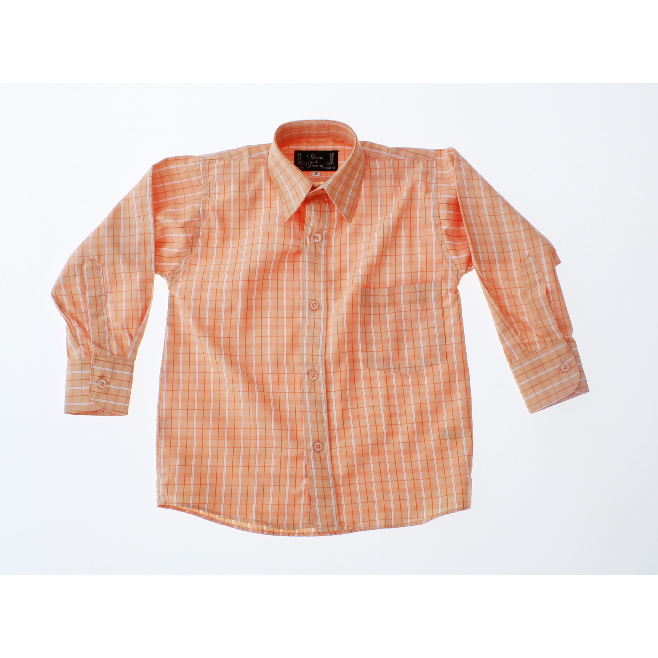 Camisa De Vestir Niño Color Naranja Cuadros 3664 2 A 18 Años