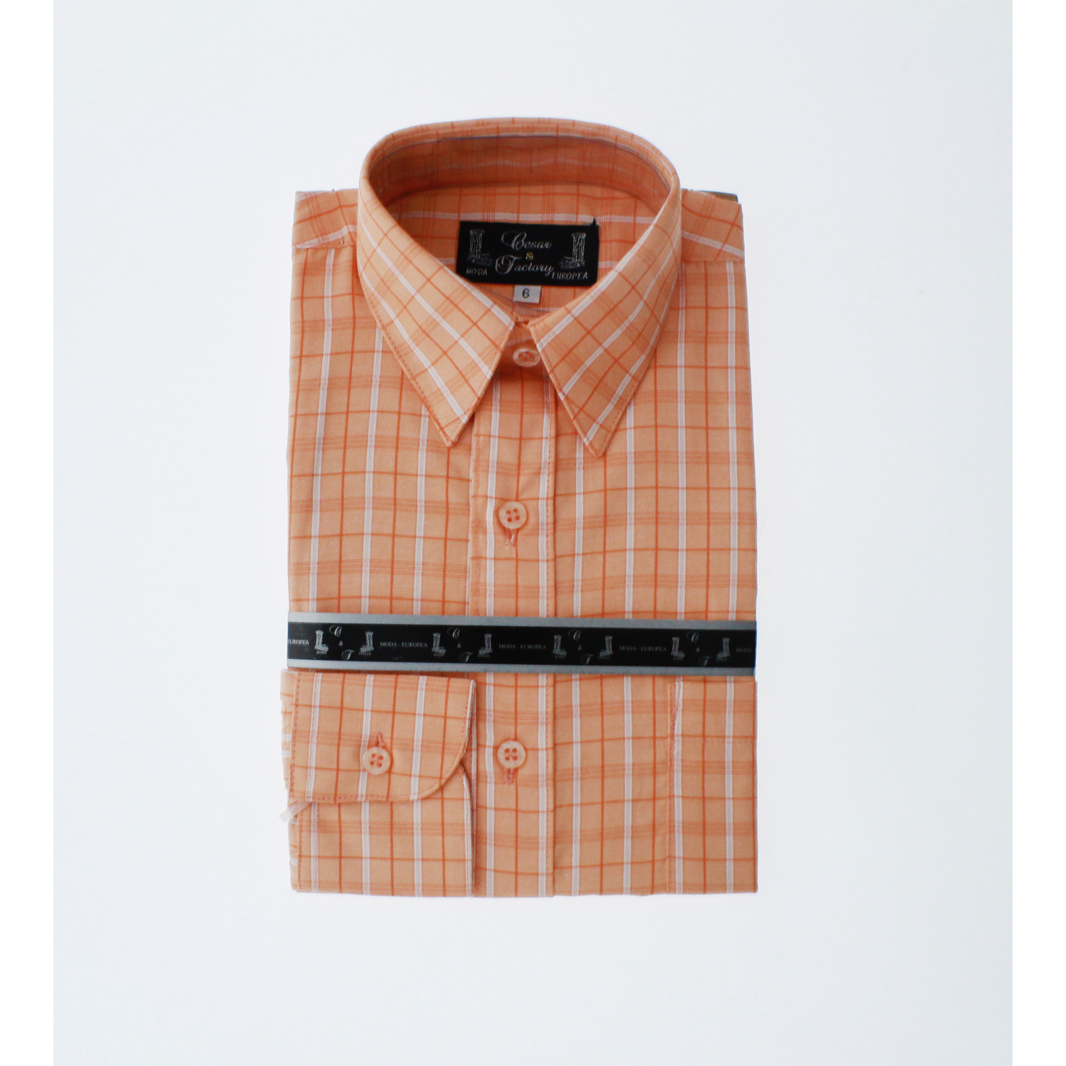 Camisa De Vestir Niño Color Naranja Cuadros 3664 2 A 18 Años