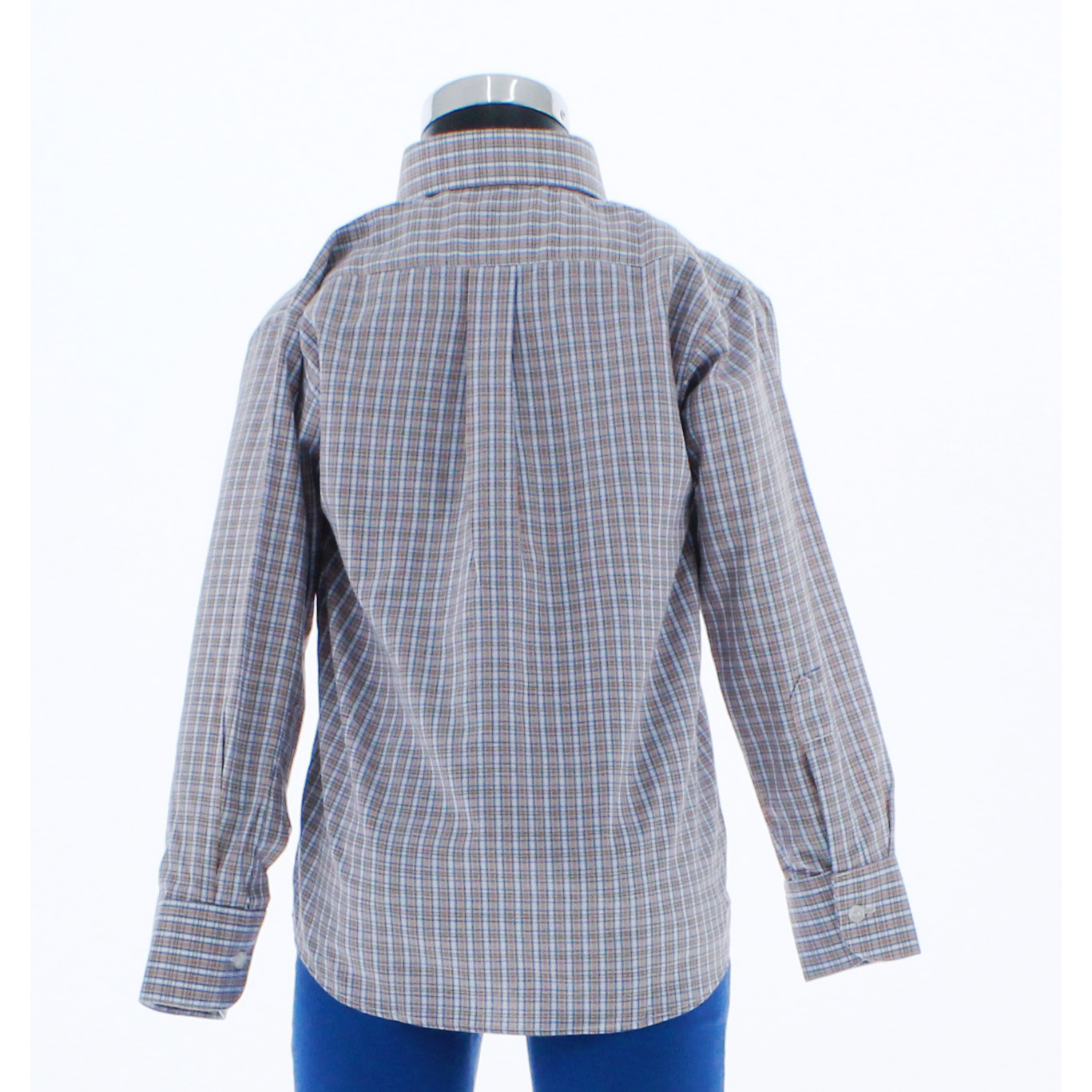 Camisa De Vestir Niño Color Naranja y Azul Cuadros 3666 2 A 18 Años