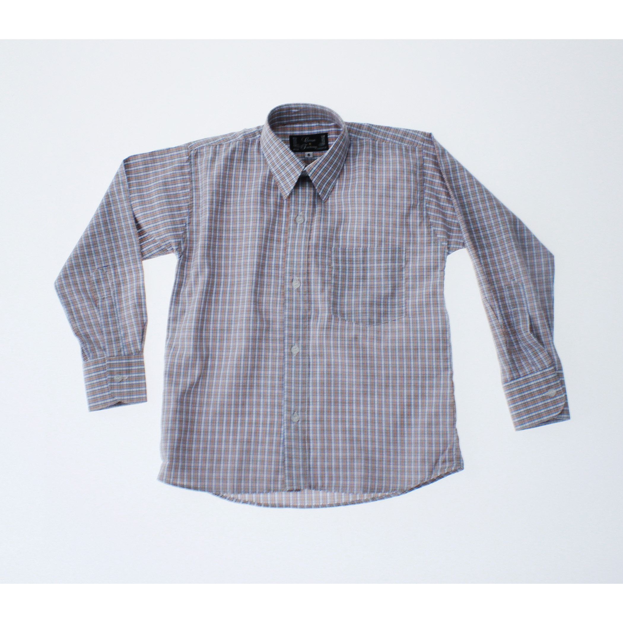 Camisa De Vestir Niño Color Naranja y Azul Cuadros 3666 2 A 18 Años