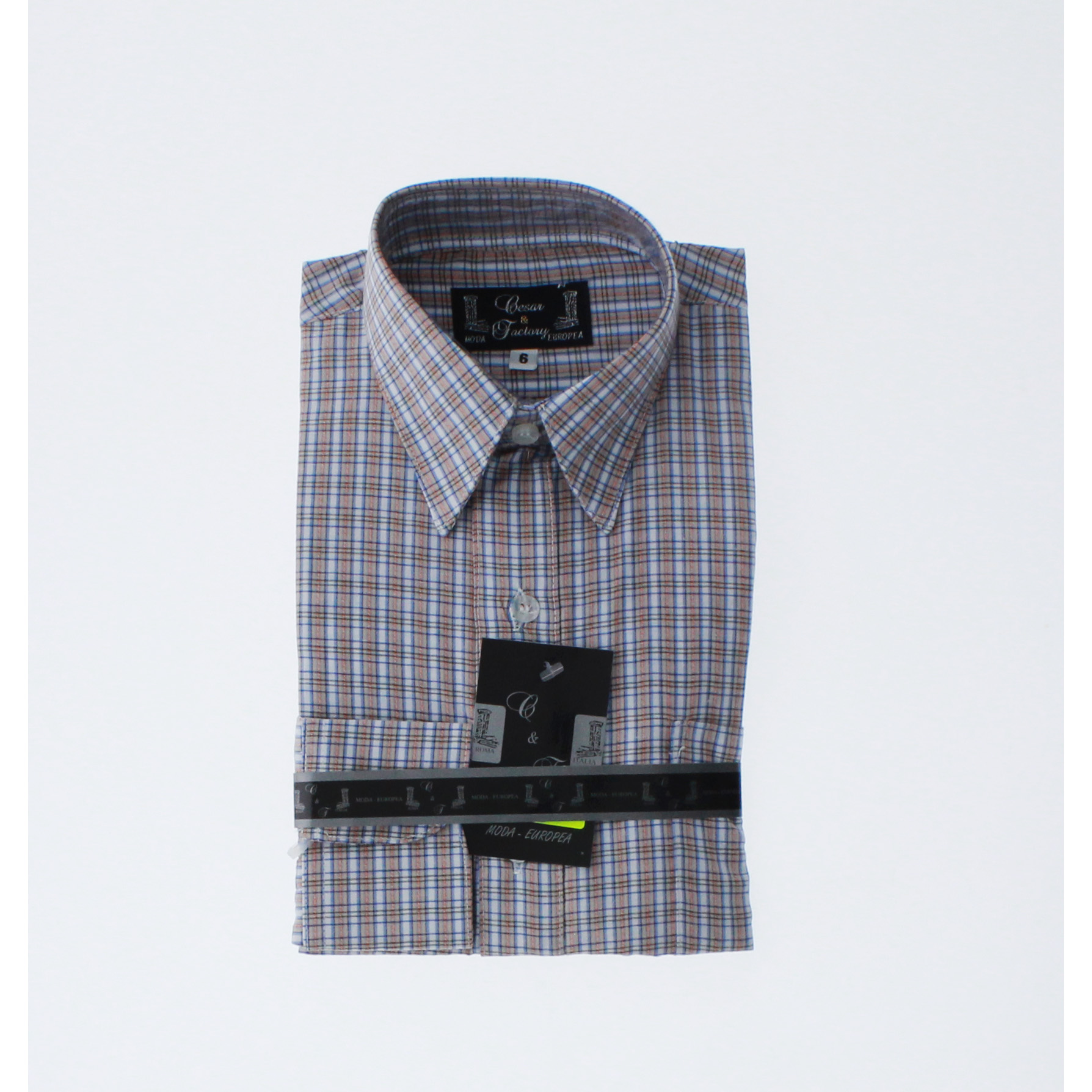 Camisa De Vestir Niño Color Naranja y Azul Cuadros 3666 2 A 18 Años