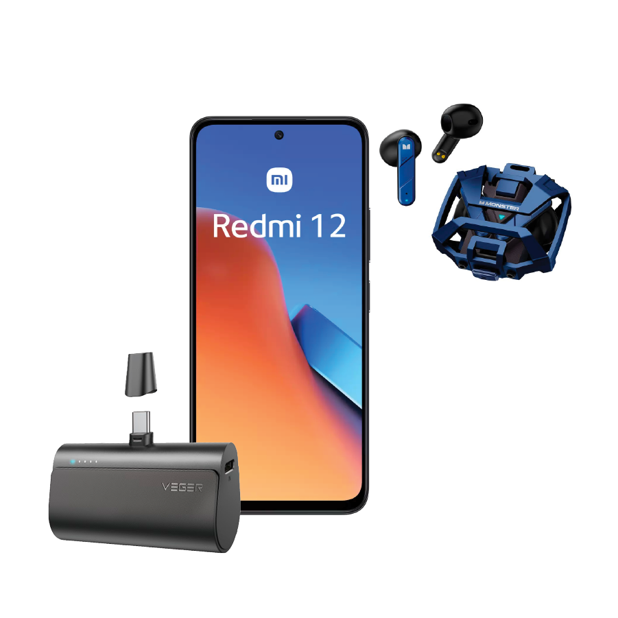 Redmi Note 12 8/256GB Negro+PowerBank+ Audífonos Monster