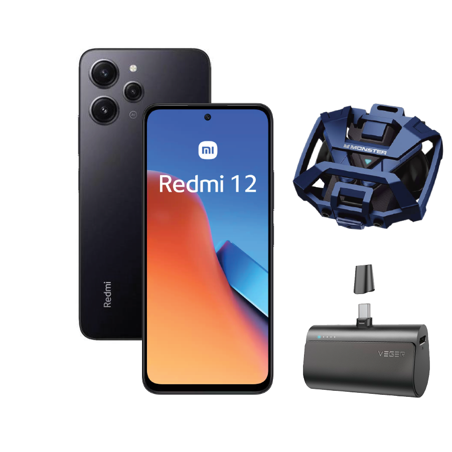 Redmi Note 12 8/256GB Negro+PowerBank+ Audífonos Monster