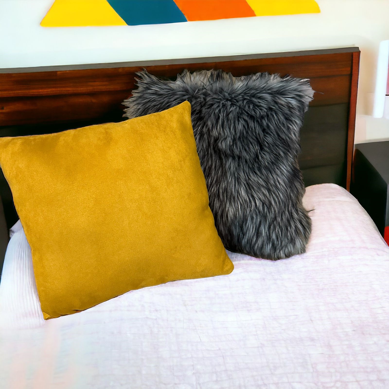 Pack Cojin Pelo largo y Suede Decorativo