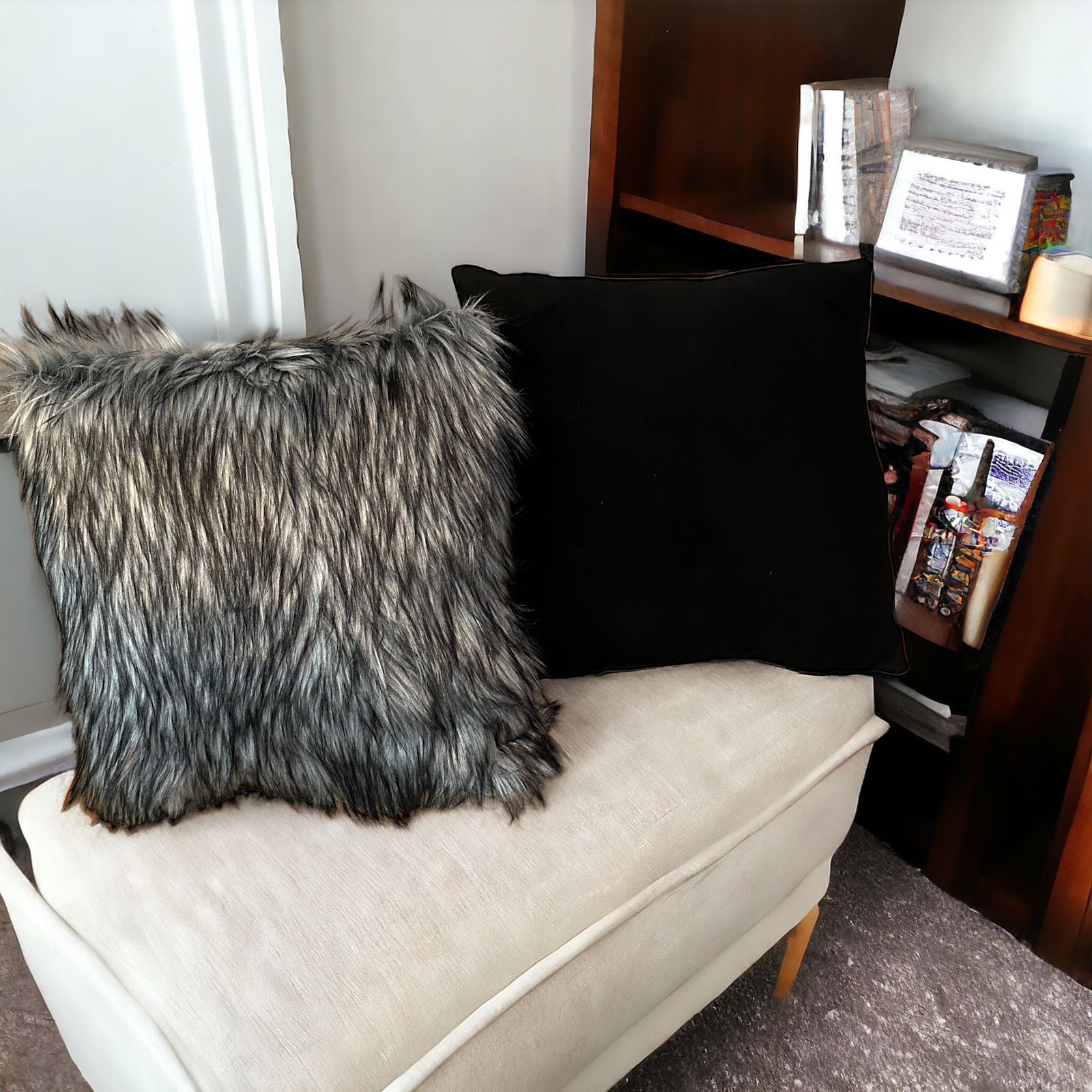 Pack Cojin Pelo largo y Suede Decorativo