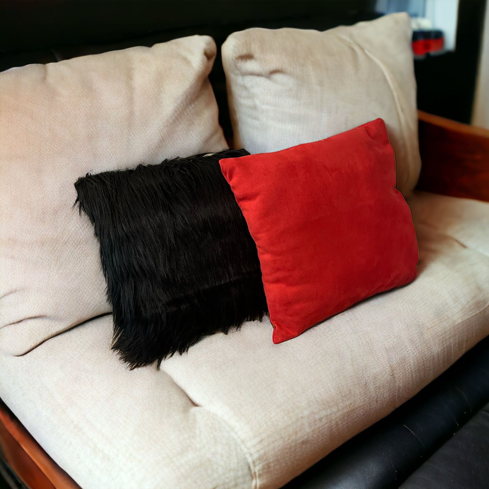 Pack Cojin Pelo largo y Suede Decorativo