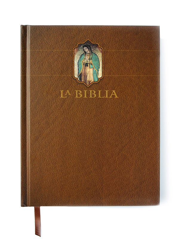 La Biblia Católica: Color Marrón con Virgen de Guadalupe en Cubierta