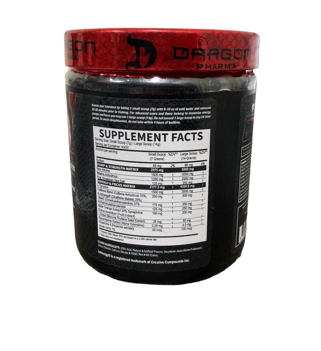 Pre Entreno Dragon Farma Venom Infierno 280 Gr 40 Serv .