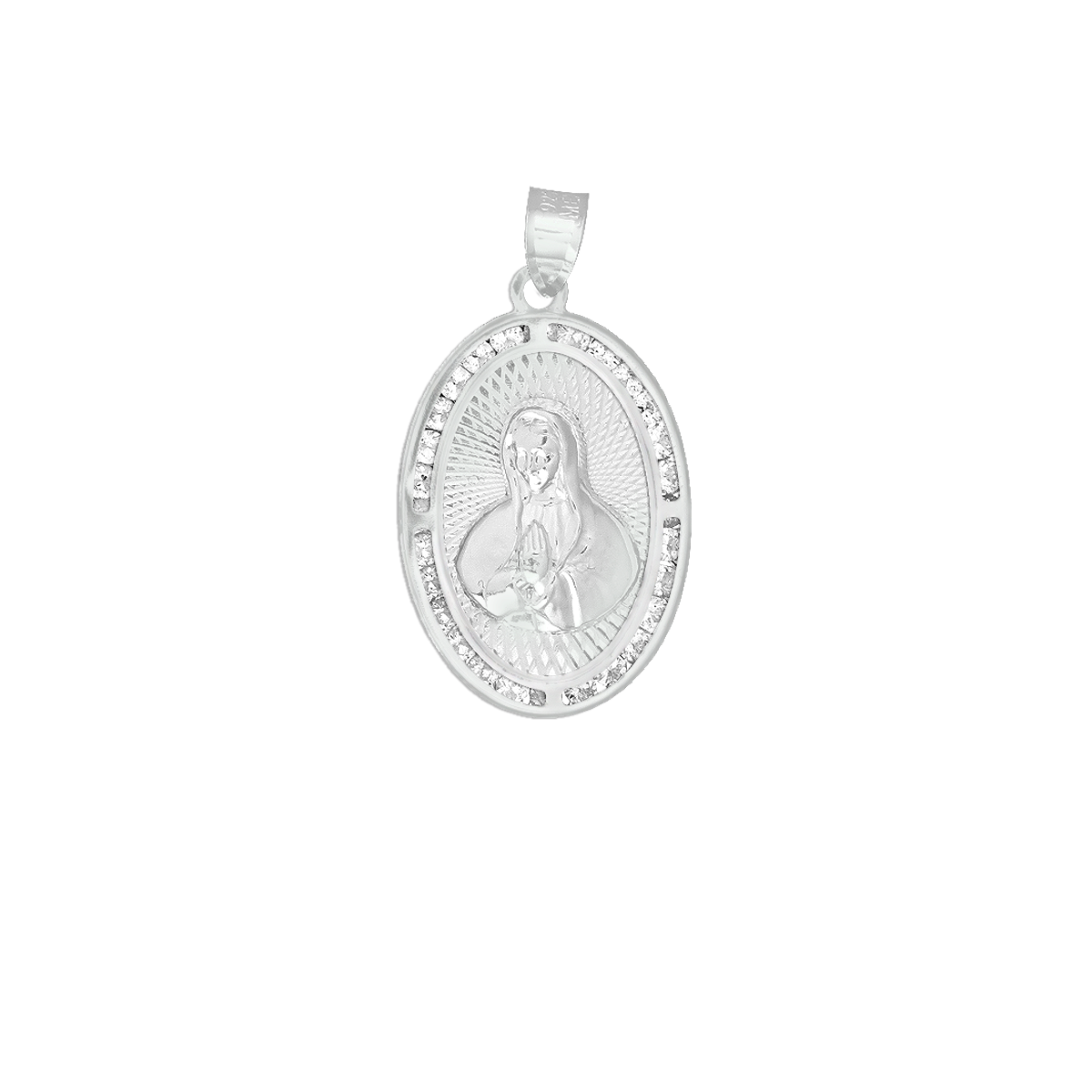 Dije Virgen Guadalupe Oval Con Cadena 50cm - 2.8mm Plata 925
