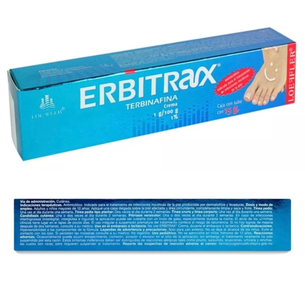 Tratamiento Medicamento Antimicótico Hongos Erbitax-T Terbinafina 28 Pastillas + 1 Crema Pomada de 15 g