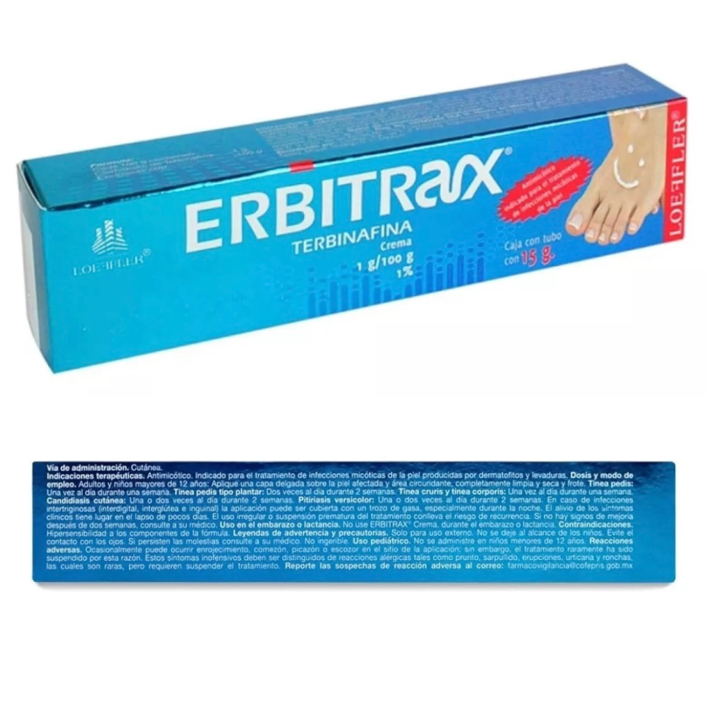 Tratamiento Medicamento Antimicótico Hongos Erbitax-T Terbinafina 2 Cajas 28 Pastillas c/u + 1 Crema Pomada de 15 g