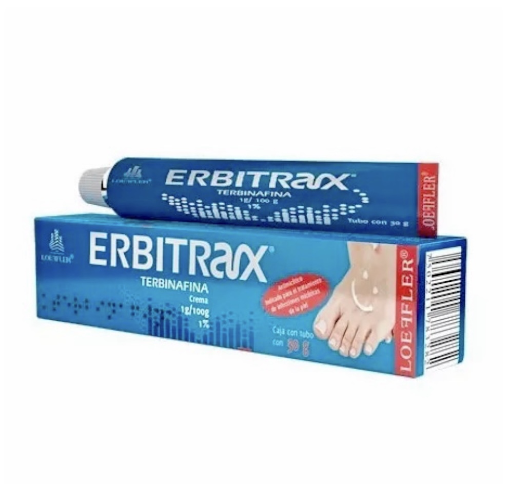 Tratamiento Medicamento Antimicótico Hongos Erbitax-T Terbinafina 1 Crema Pomada con 30 g