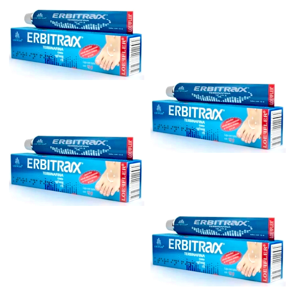 Tratamiento Medicamento Antimicótico Hongos Erbitax-T Terbinafina 4 Cremas Pomadas con 15 g c/u