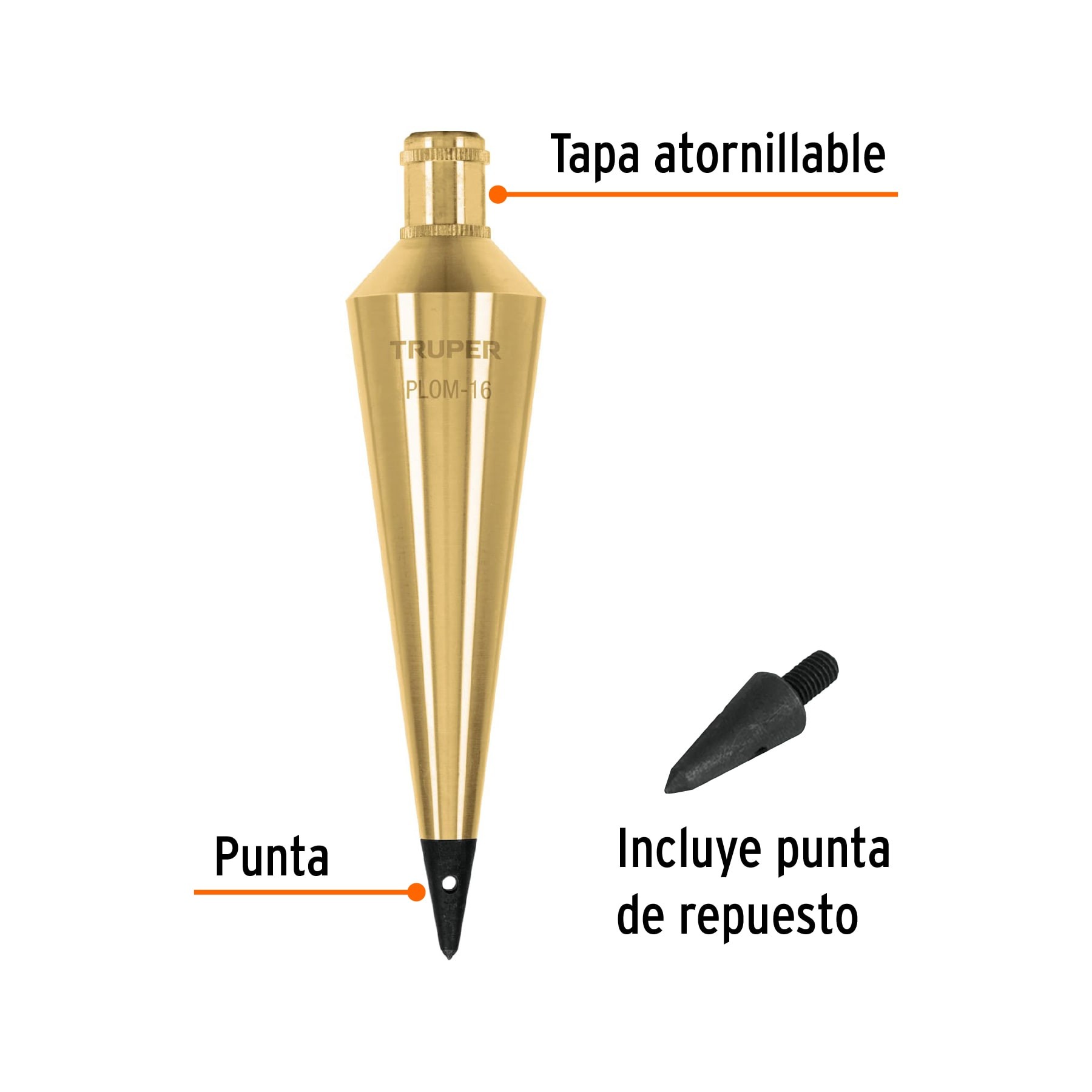 PLOMADA DE LATÓN 16 OZ, TRUPER 17072