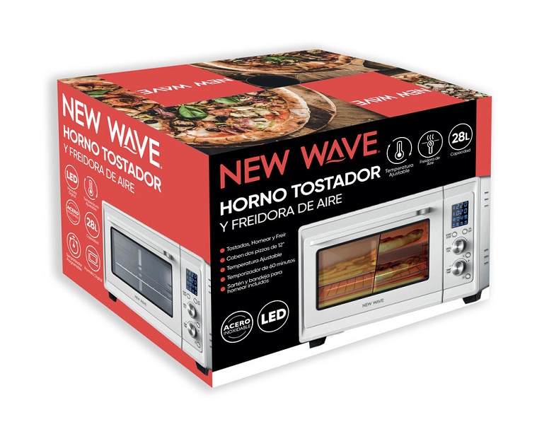 Freidora De Aire y Horno Tostador New Wave 3143617 28 Litros Digital