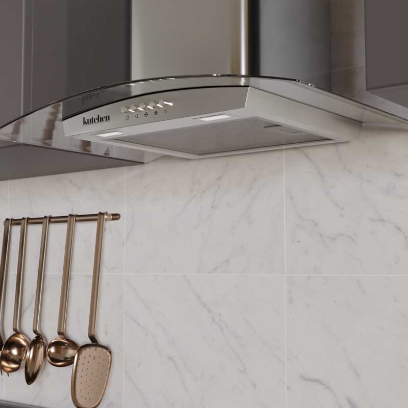 Campana Kutchen Pared Kcp60560 Cristal Curvo 60cm Acero Inox Color Gris