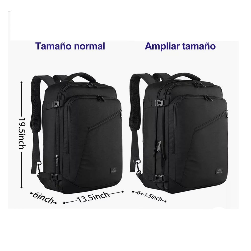 Mochila De Viaje Para Hombre, Aprobado Por Avión 10kg, Mochila De Mano Transporte, 40l Grande Espacio, Ideal Para Viaje Negocios, Impermeable Color NEGRO