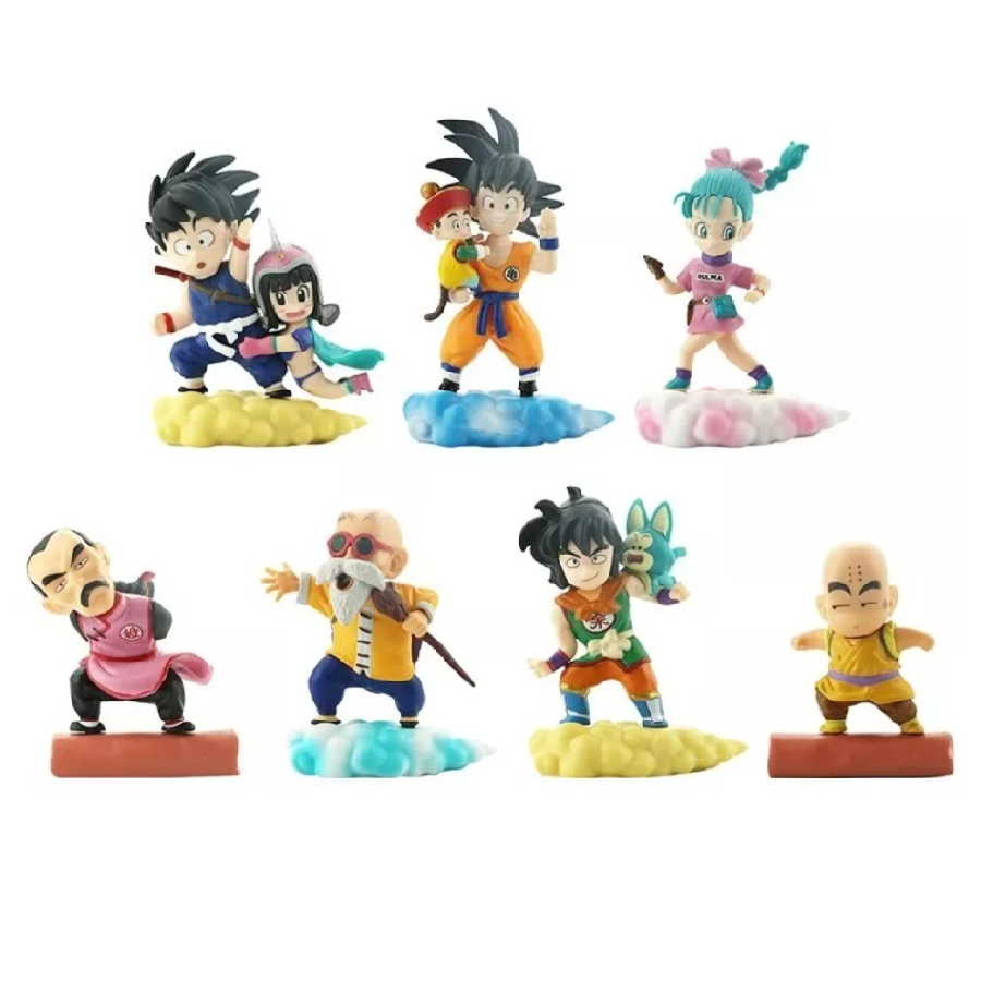 Kit 7 Figuras Piezas Juguetes Muñecos Dragon Ball Goku, Vegeta, Milk,  Krilin, Yamcha, Maestro Roshi, Tao Pai Pai