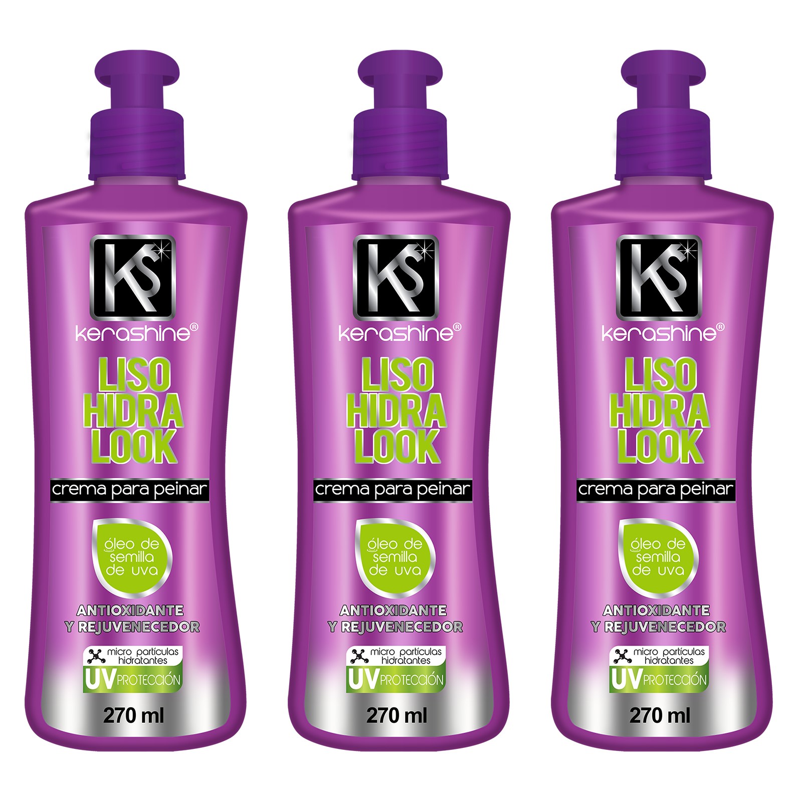 Kerashine crema para peinar liso hidralook 270 -3pz